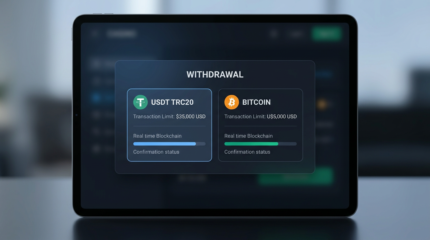 Interfejs wypłat kryptowalutowych w nowoczesnym kasynie online